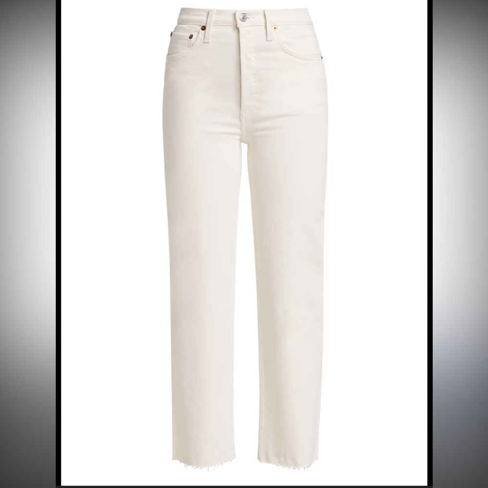 Re/Done Women's 90s high rise loose White Jeans - Picture 2 of 8